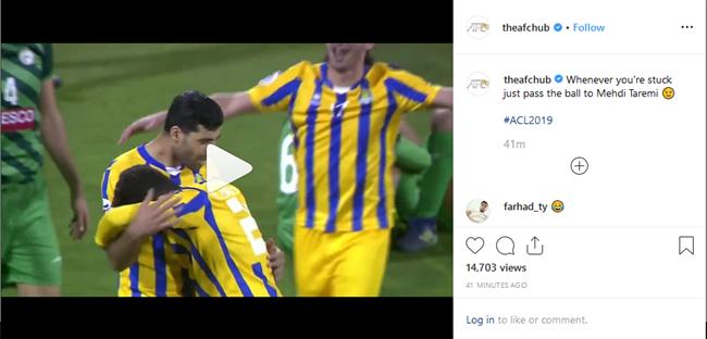 تمجید بی نظیر AFC از مهدی طارمی